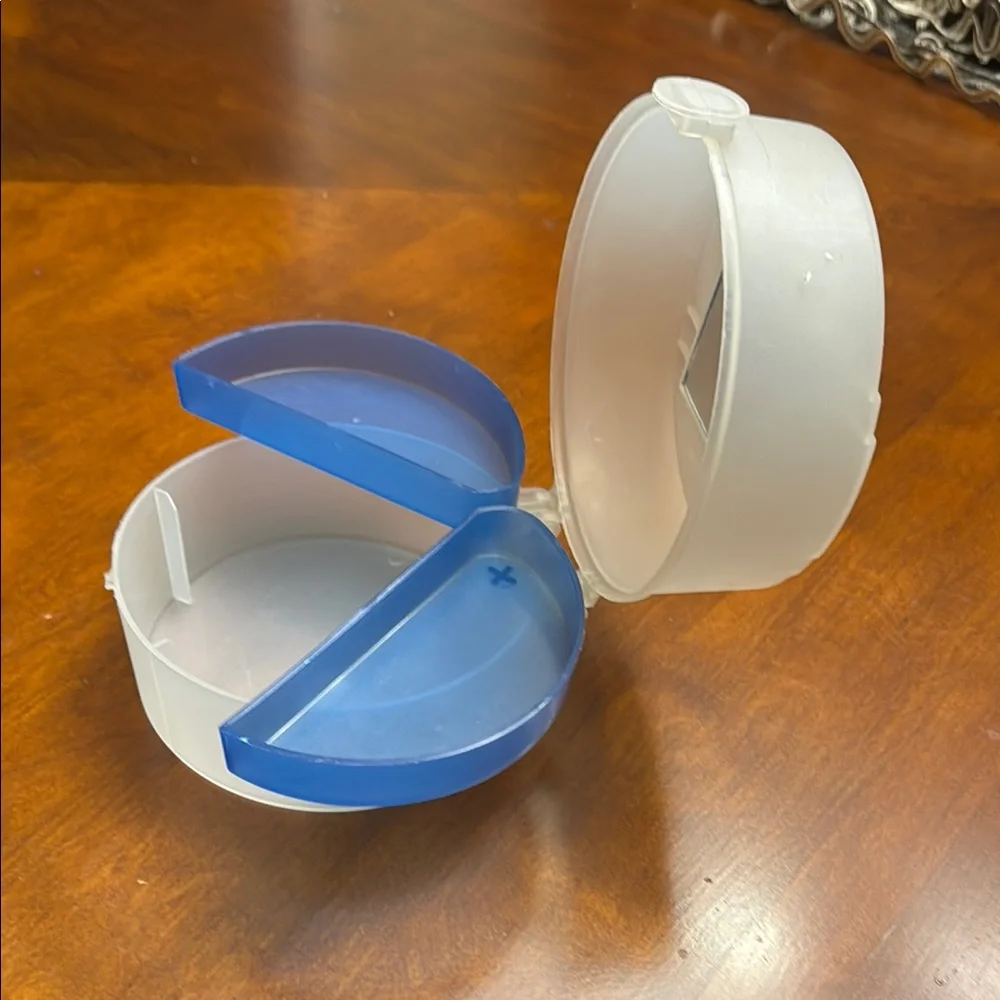 Round White and Blue Storage Organizer